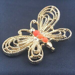 Vintage Gerry’s Gold-tone Butterfly Brooch 2-1/4" x 1-1/2" Statement Piece